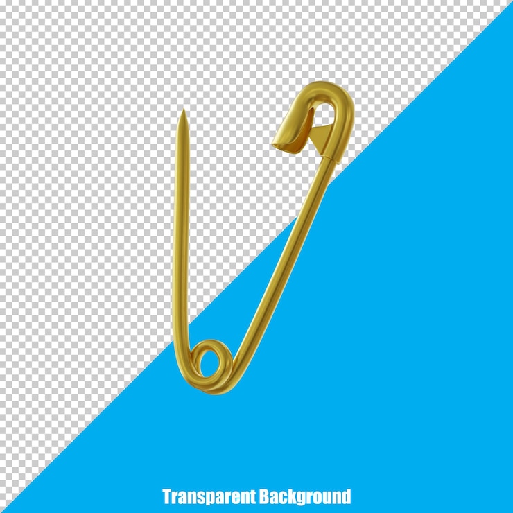 PSD 3d simple safety pin on a transparent background