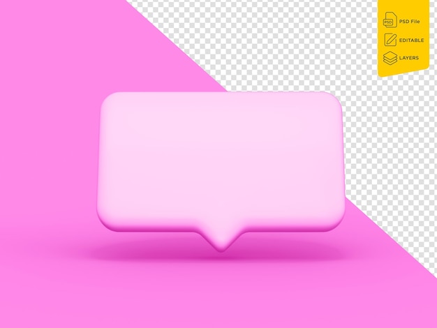 3d simple soft pink color text box icon 3d simple chat box icon on pink background 3d illustration