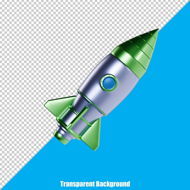 3d simple spaceship rocket with a realistic appearance on a transparent background