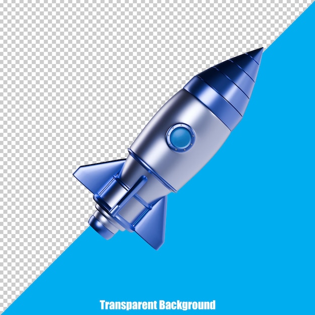 3d simple spaceship rocket with a realistic appearance on a transparent background