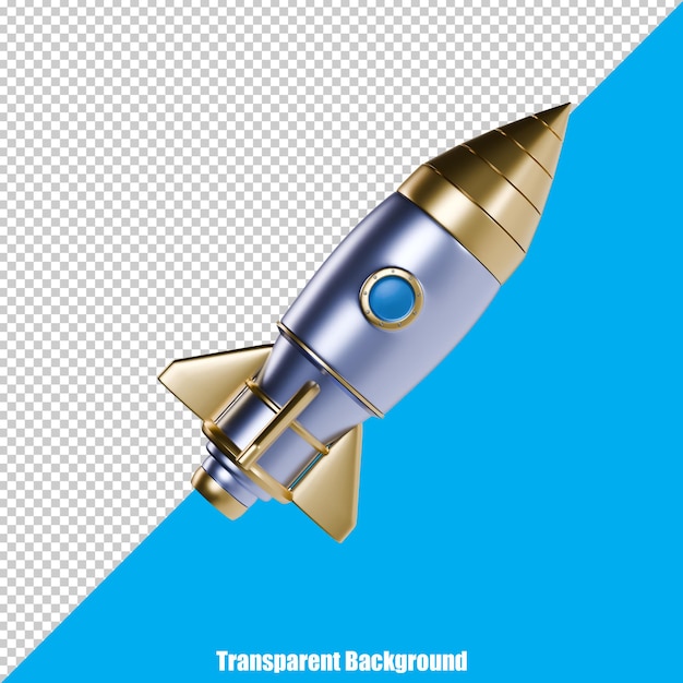 PSD 3d simple spaceship rocket with a realistic appearance on a transparent background