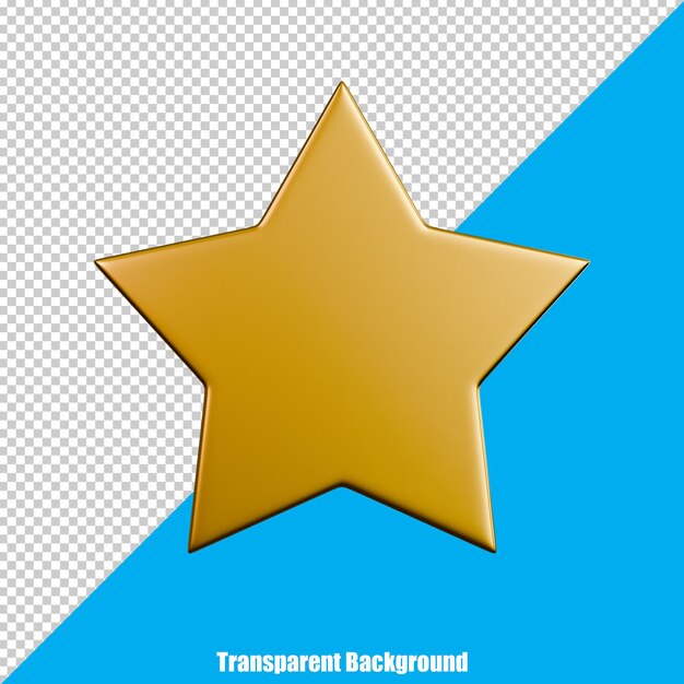 3d simple star with a realistic appearance on a transparent background