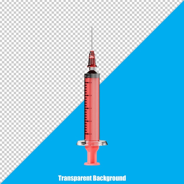 PSD seringa 3d semplice con un aspetto realistico su uno sfondo trasparente