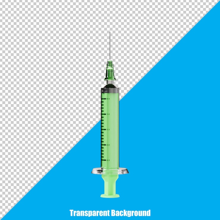 PSD 3d simple syringe with a realistic appearance on a transparent background