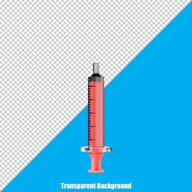 PSD 3d simple syringe with a realistic appearance on a transparent background