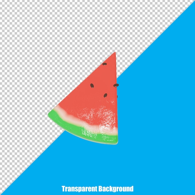 3d simple watermelon slice with a realistic appearance on a transparent background