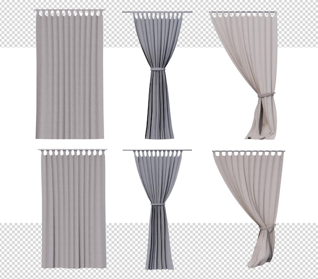 PSD 3d single curtain no background transparent