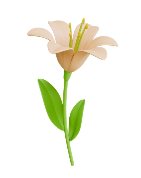 PSD 3d single lily flower