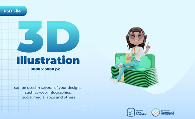 3d seduto sui soldi