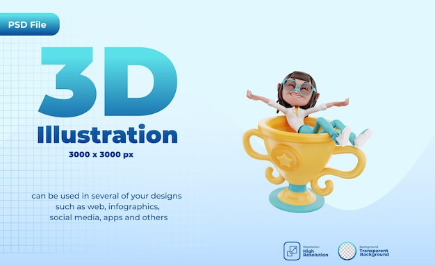 PSD 3d сидит на трофеи