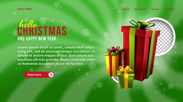3D-sjabloon voor bestemmingspagina voor kerstcadeau