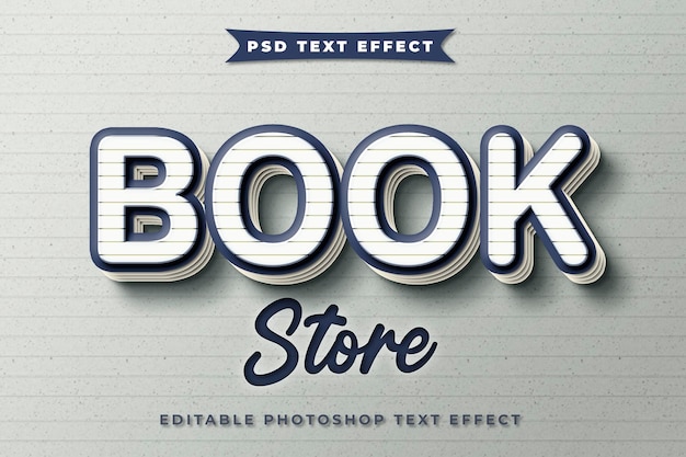 PSD 3d-sjabloon voor boekwinkel-teksteffect