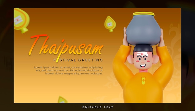 PSD 3d-sjabloon voor happy thaipusam-banner