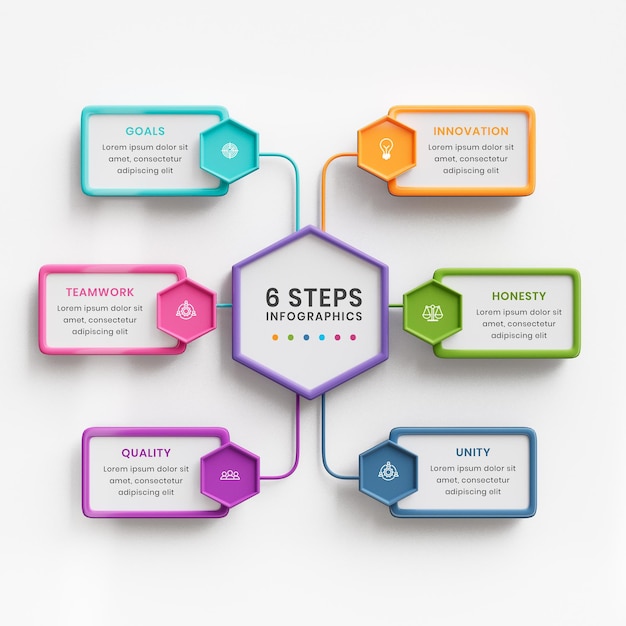 PSD 3d-sjabloon voor zakelijke infographics