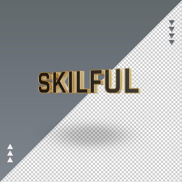 PSD 3d skilful black gold text rendering right view