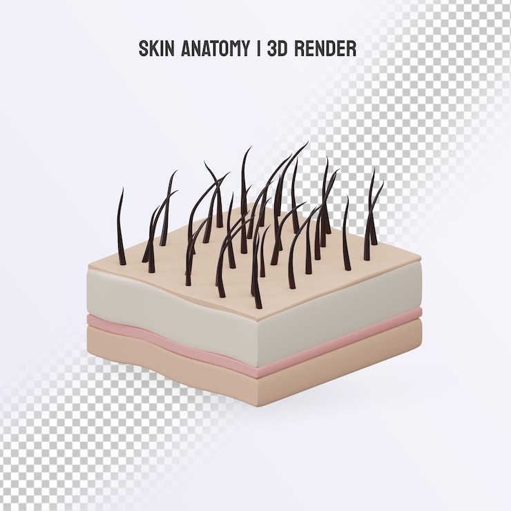 PSD 3d skin care anatomy realistic structure