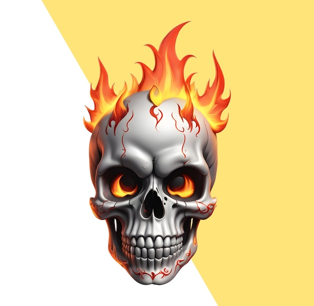 PSD 3d skull surrounded by fire