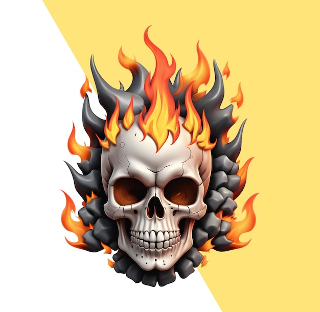 PSD 3d skull surrounded by fire