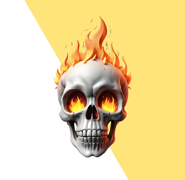 PSD 3d skull surrounded by fire