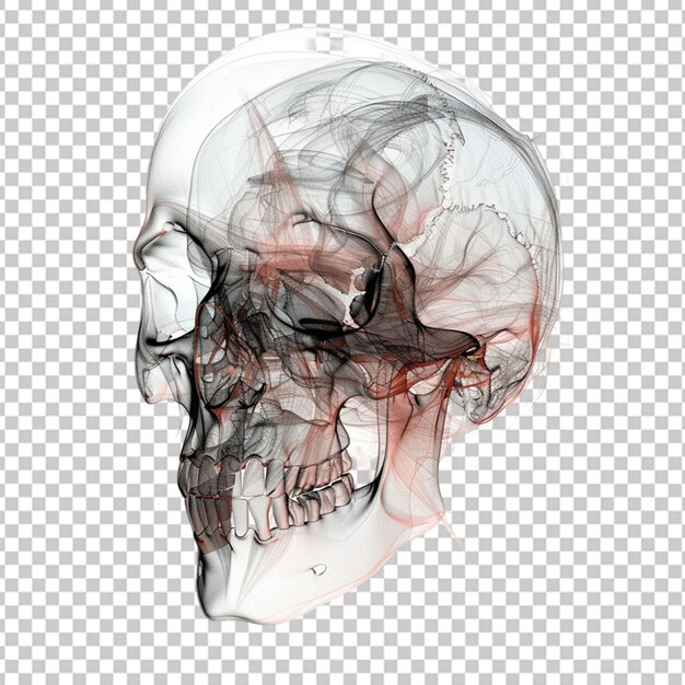 PSD 투명한 배경에 고립 된 불타는 불과 함께 3d 두개골 할로윈 휴가