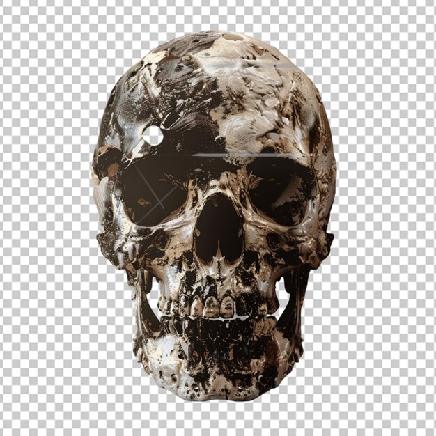 PSD 3d skull with burning candle halloween holiday isolated on transparent background