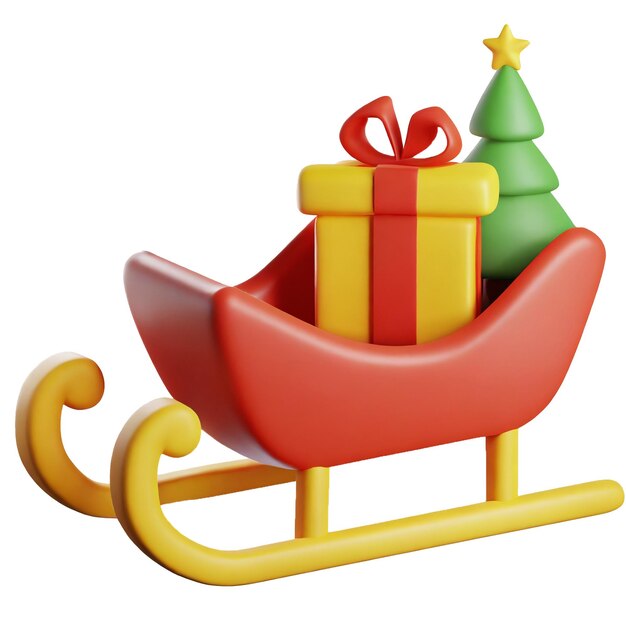 PSD 3d sleigh christmas concept high quality render illustrations and icon