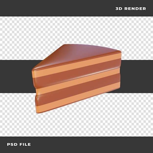透明な背景にレンダリングされたケーキの3dスライス