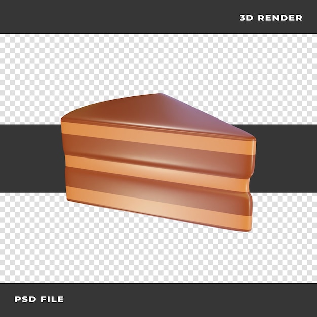 PSD 透明な背景にレンダリングされたケーキの3dスライス