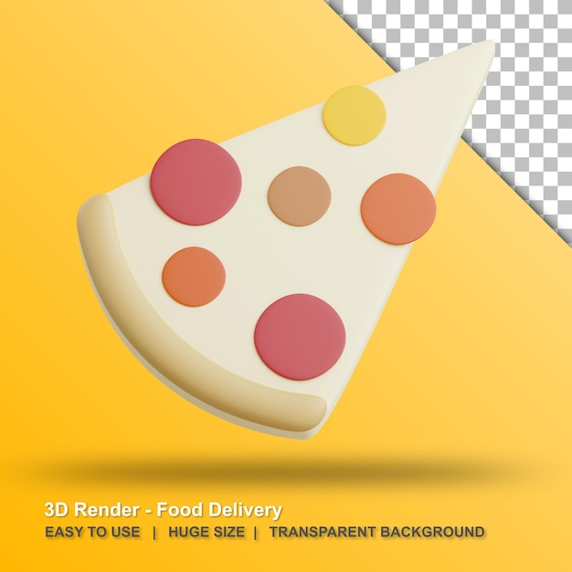 PSD 3d slice pizza illustration with transparent background