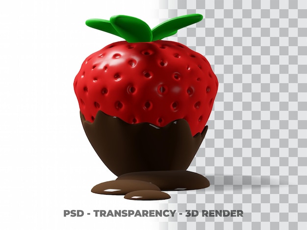 PSD 3d słodka truskawkowa czekolada z przezroczystym tłem