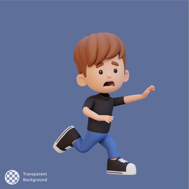 3D słodki chłopiec straszny bieg