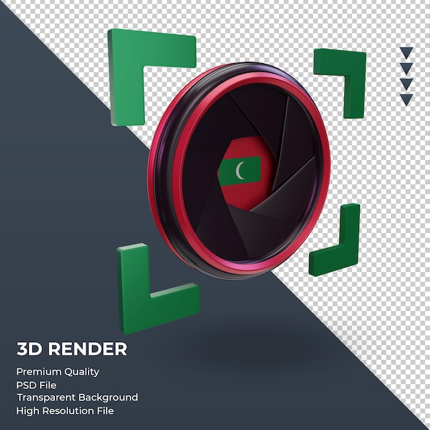 3d sluiter camera maldiven vlag rendering linker weergave