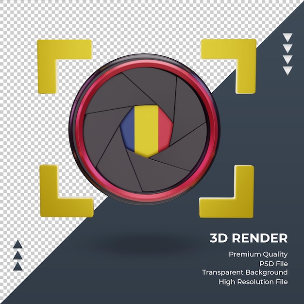 3d sluiter camera tsjaad vlag rendering vooraanzicht