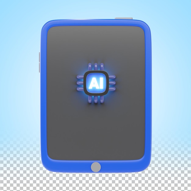3D Smart AI Tablet Device Icon with Futuristic Technology Design