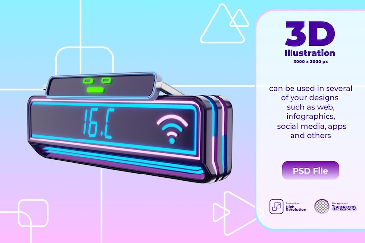 PSD 3d smart air conditioner icon illustration
