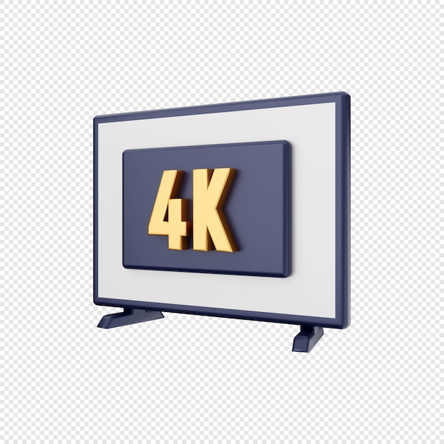 PSD 3d smart tv 4k video resolution icon illustration