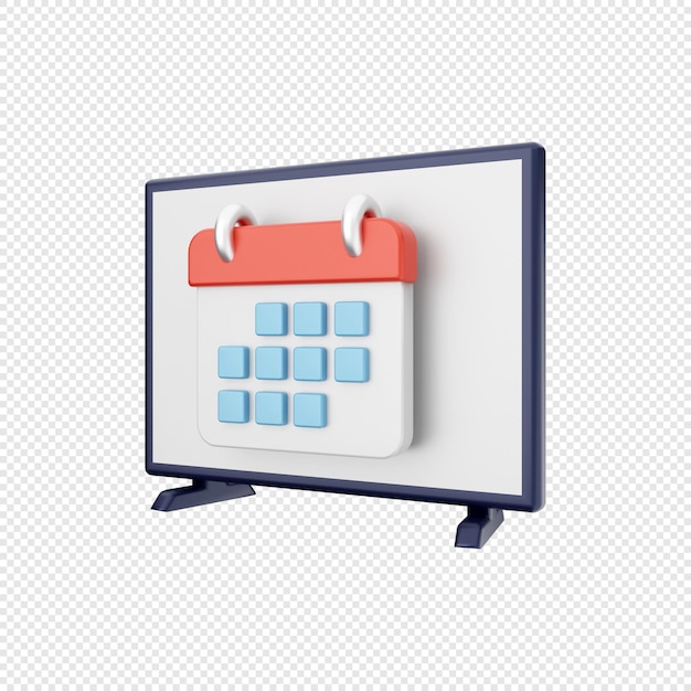 PSD 3d smart tv calendar schedule icon illustration