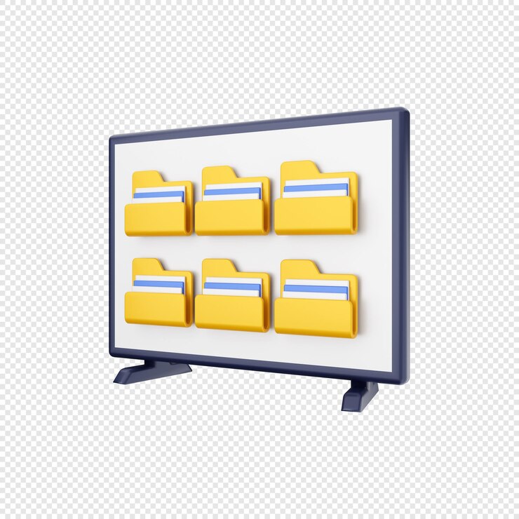 PSD 3d smart tv folder manage icon illustration