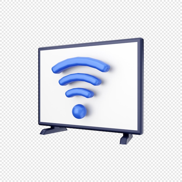 3d smart tv wifi signal connection icon illustration