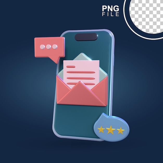 Notifica e-mail smartphone 3d