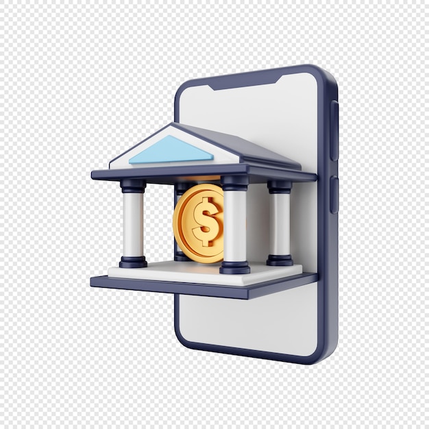 PSD 3d smartphone icon illustration bank transfer