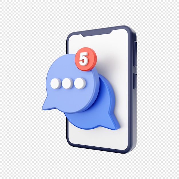 3d smartphone icon illustration chatting notification