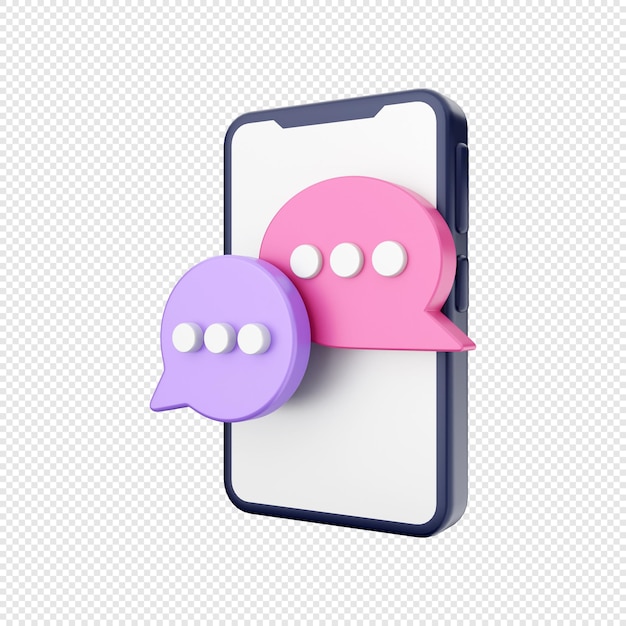 PSD illustrazione dell'icona dello smartphone 3d in chat