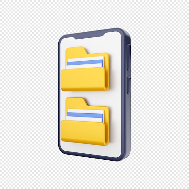 3d smartphone icon illustration file folder