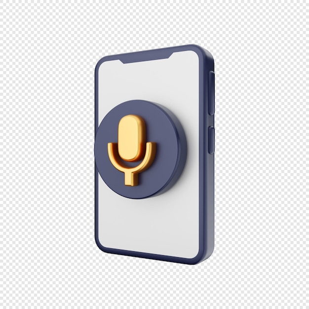 PSD 3d smartphone icon illustration voice recorder