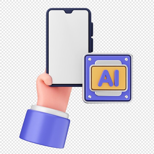 3D smartphone icoon kunstmatige intelligentie