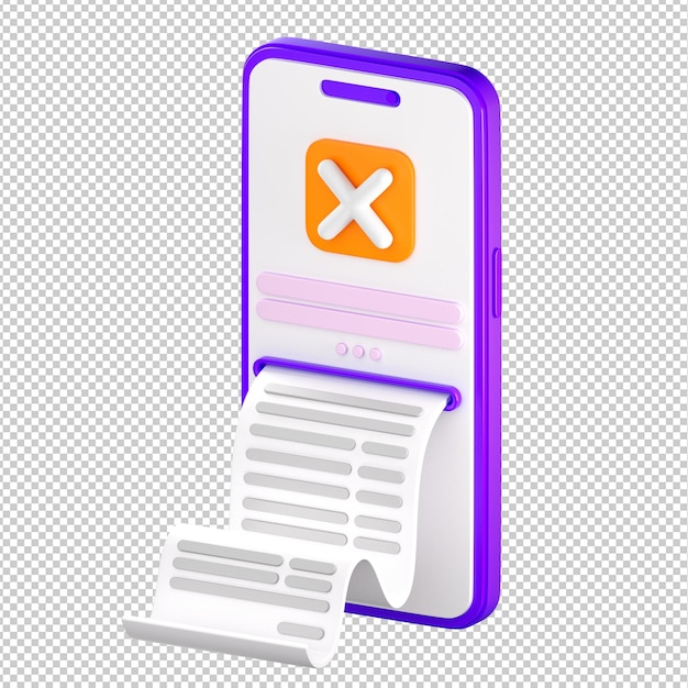 3d-макет смартфона с квитанцией о счете на экране. интернет-банкинг, концепция денежных транзакций
