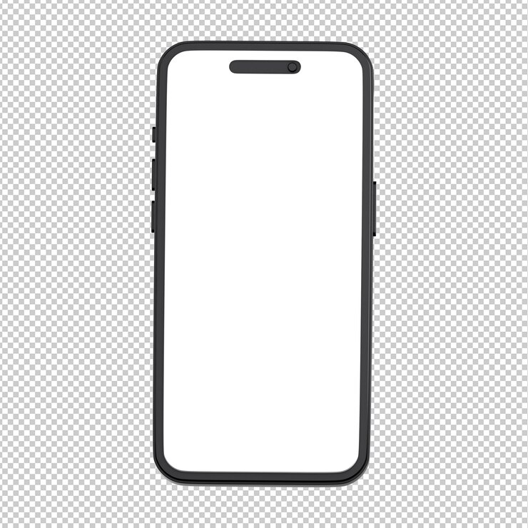 PSD 3d smartphone mockup with empty white screen. phone front view template. communication template