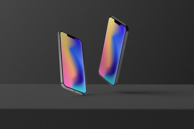 3D-мокет смартфона с теней и минимальным фоном