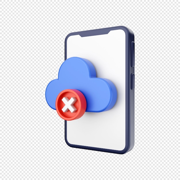 3d smartphone pictogram illustratie wolk mislukt opslaan